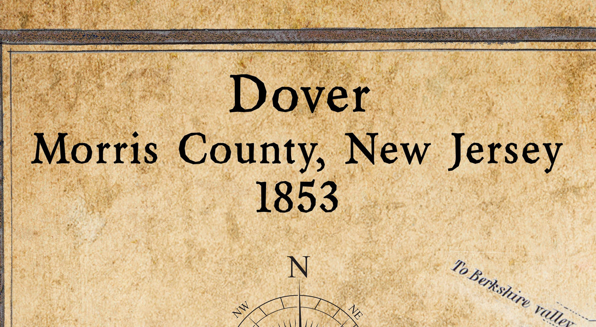 1853 Town Map of Dover Morris County New Jersey