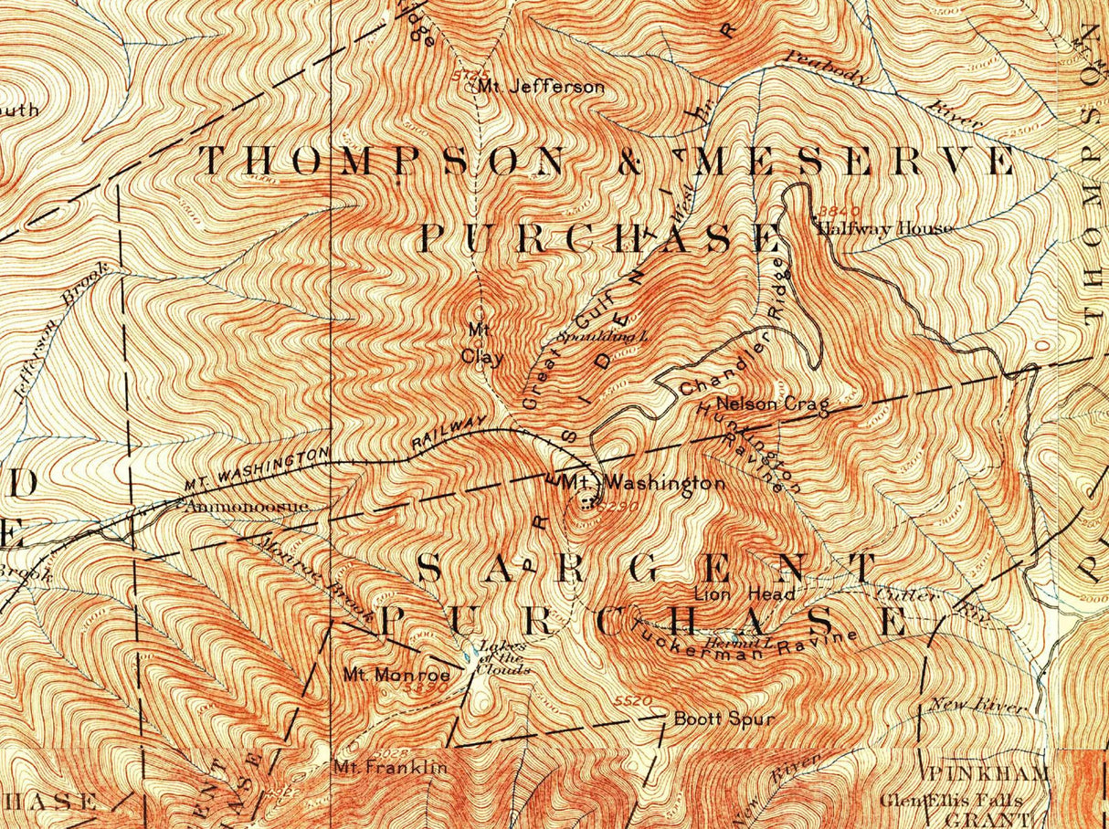 1893 Map of Mount Washington New Hampshire