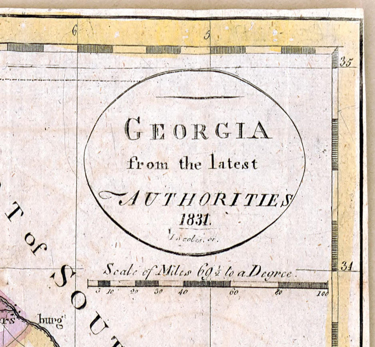 1831 Map of Indian Tribes of Georgia Alabama and Mississippi