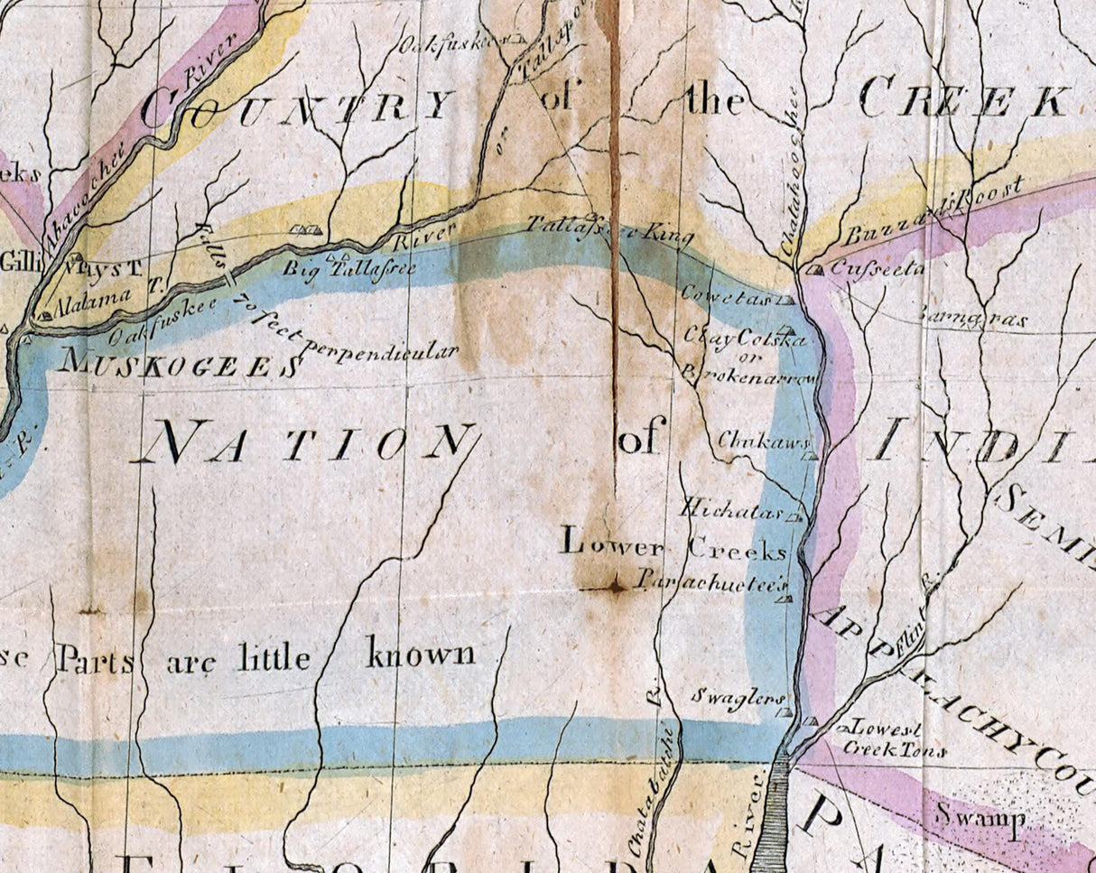 1831 Map of Indian Tribes of Georgia Alabama and Mississippi