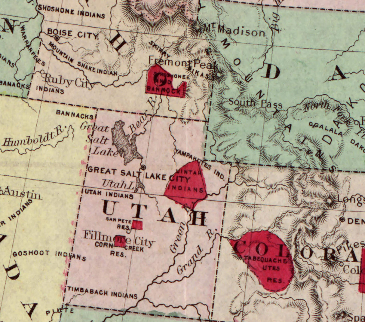 1868 Map of Indian Tribes in the United States