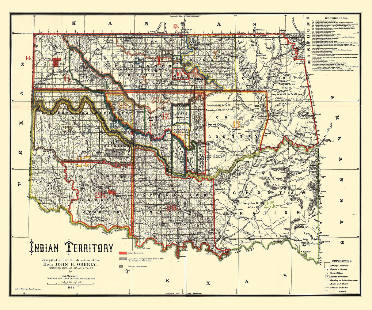 1889 Map of Oklahoma Indian Territory