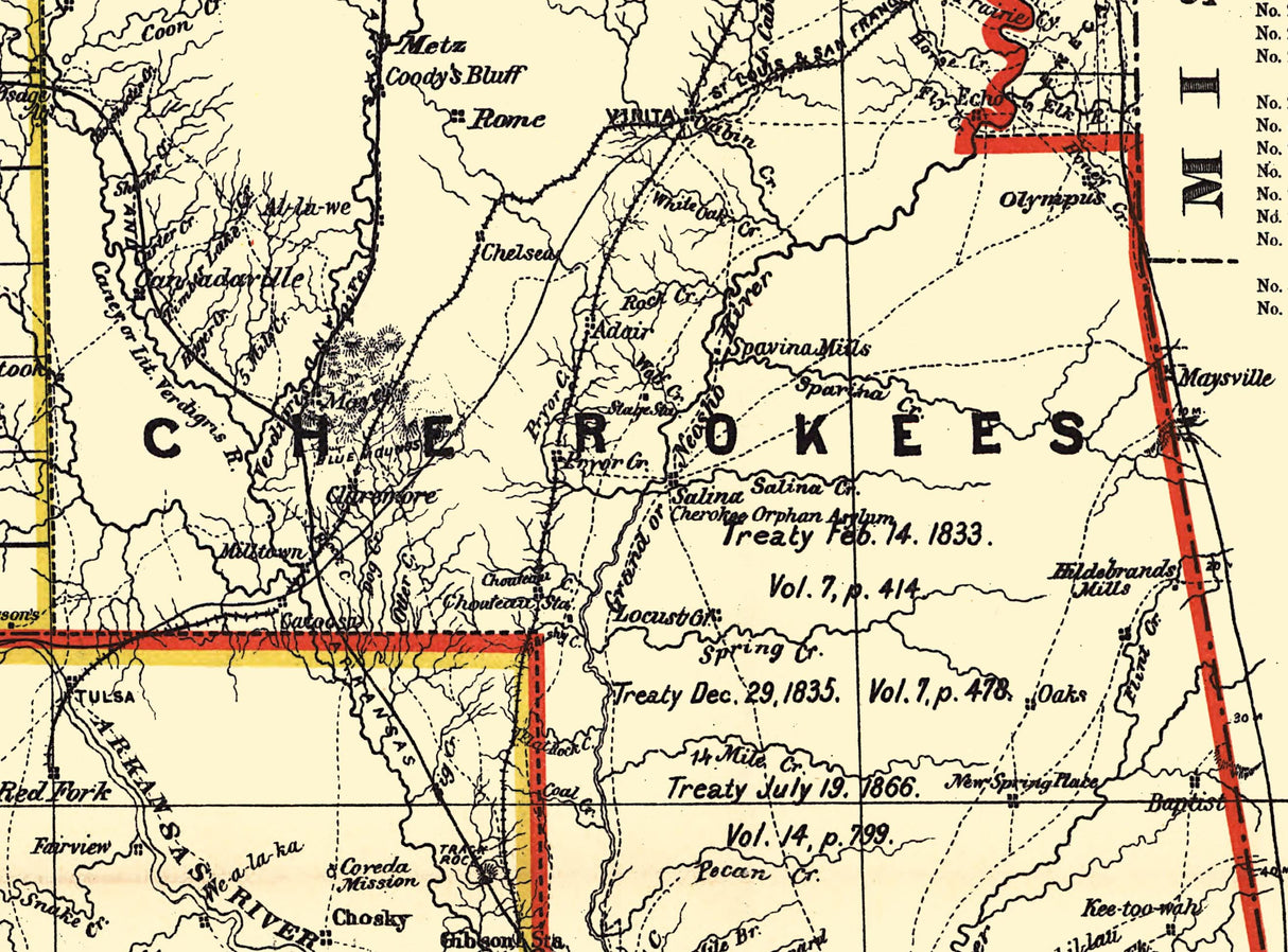 1889 Map of Oklahoma Indian Territory