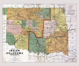 1892 Map of the Indian and Oklahoma Territories