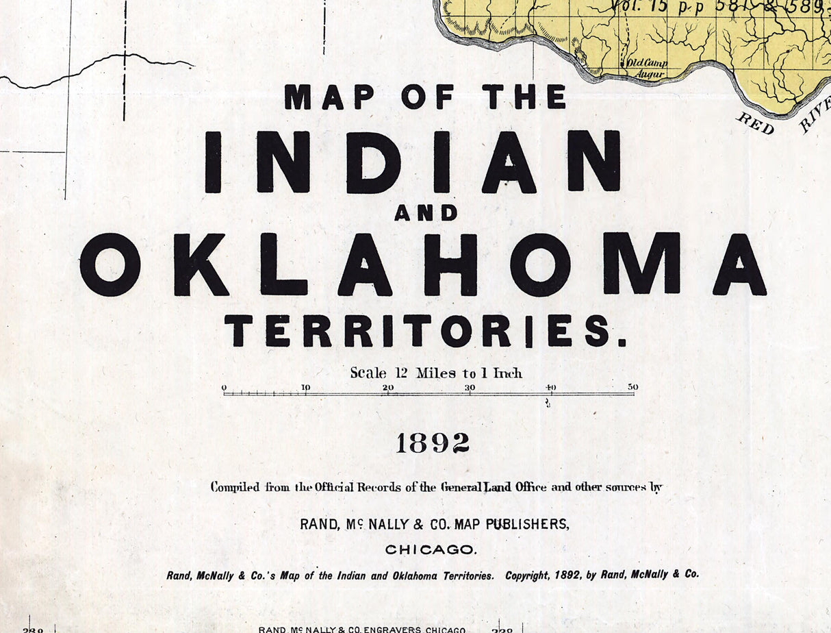 1892 Map of the Indian and Oklahoma Territories