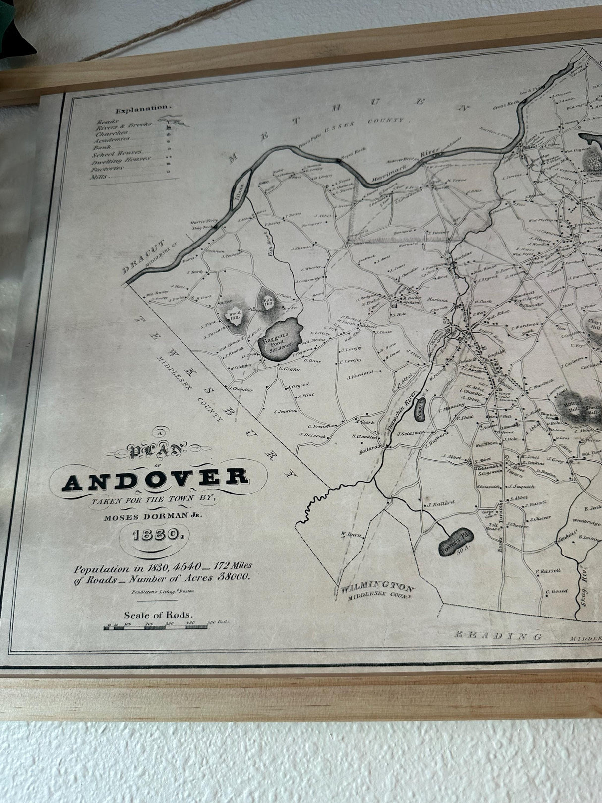 1830 Map of Andover Essex County Massachusetts