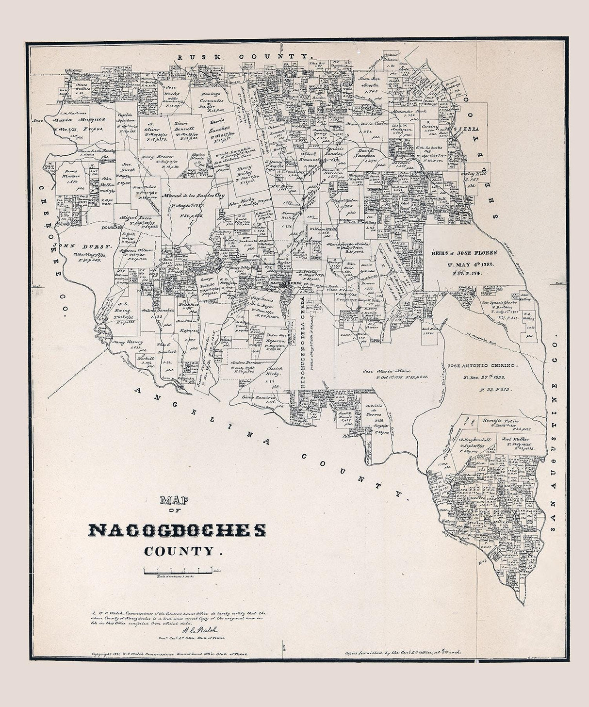 1881 Map of Nacogdoshes County Texas