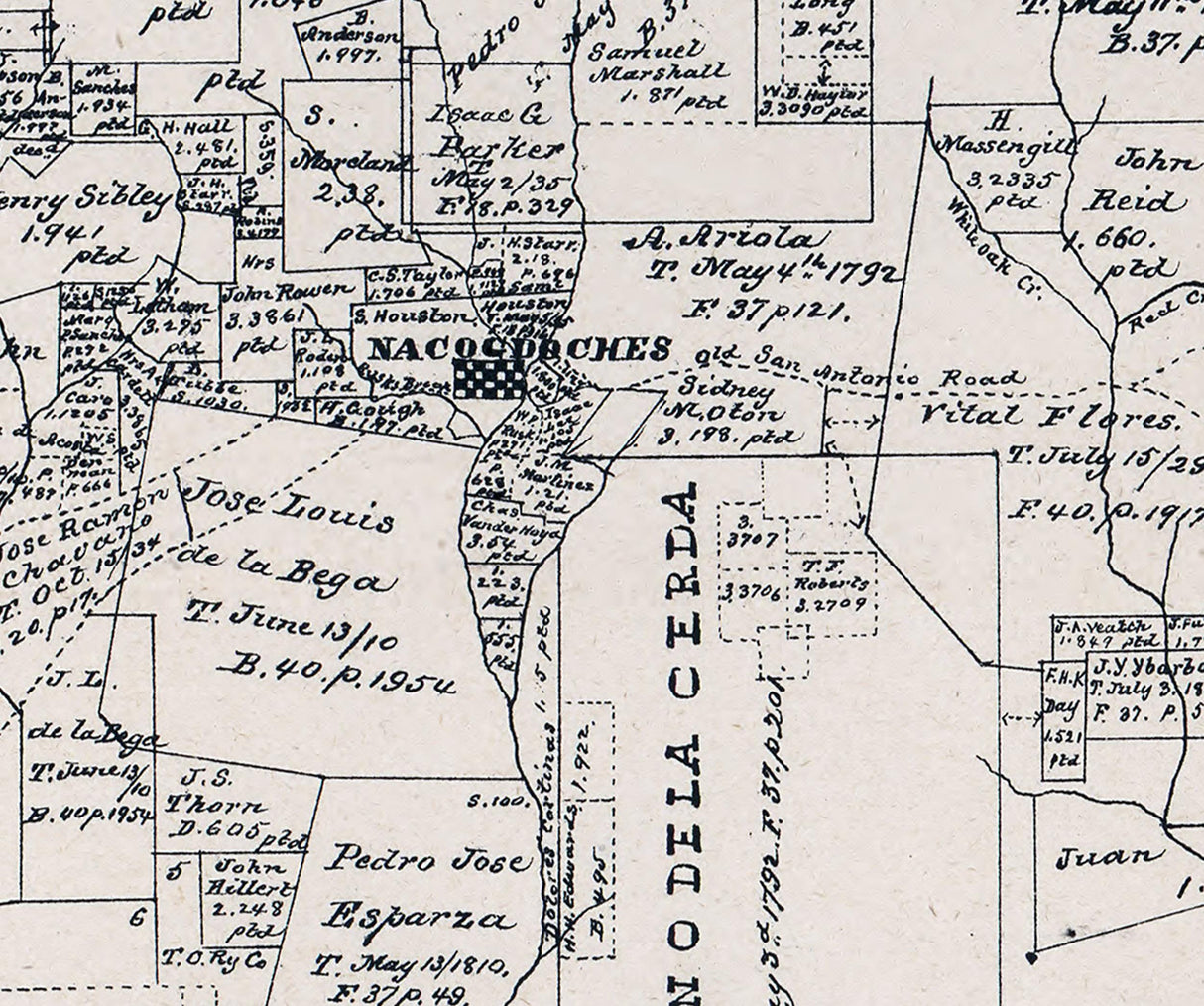 1881 Map of Nacogdoshes County Texas