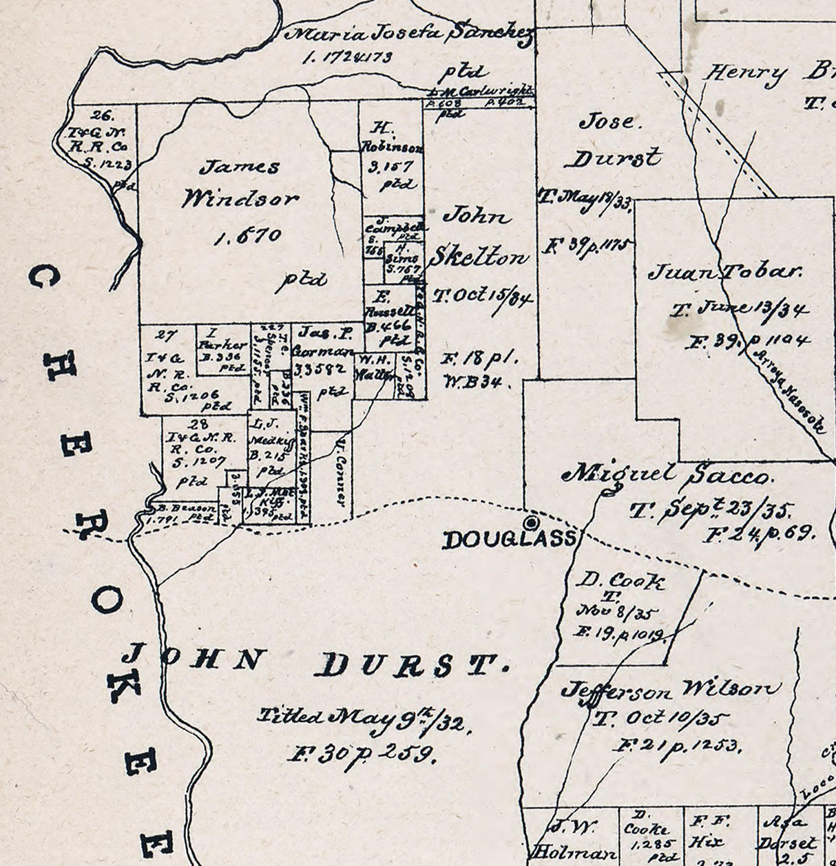 1881 Map of Nacogdoshes County Texas