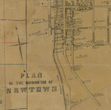1850 Farm Line Map of Bucks County Pa from surveys colored