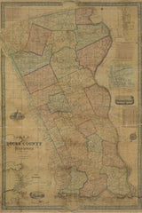 1850 Farm Line Map of Bucks County Pa from surveys colored
