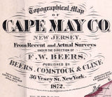 1872 Map of Cape May County New Jersey LARGE 35 x 38 Map