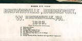 1883 Aerial Map of Brownsville Fayette & Washington County Pennsylvania