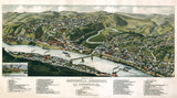 1883 Aerial Map of Brownsville Fayette & Washington County Pennsylvania