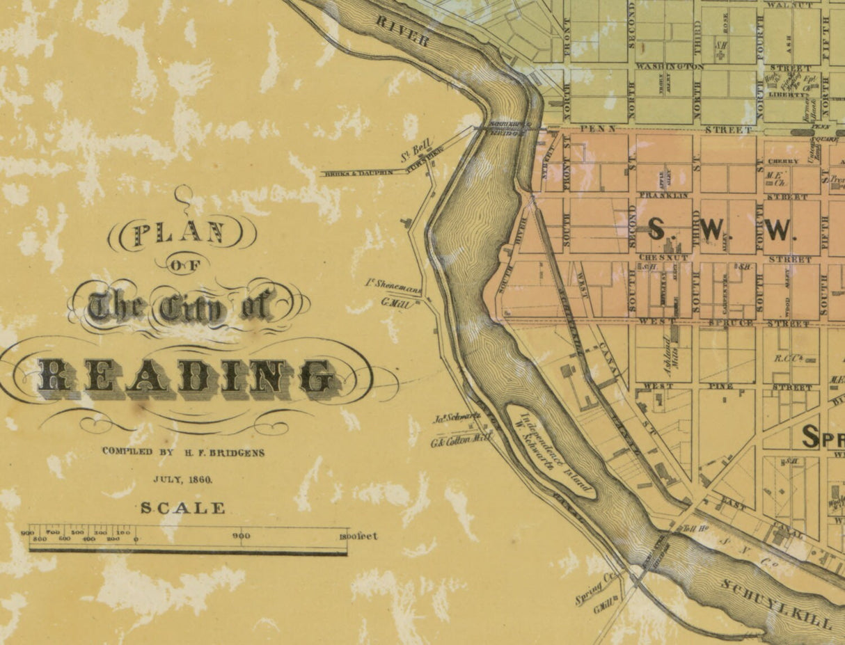 1860 Map of Berks County Pa Reading LARGE 35 x 40 Map