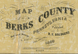 1860 Map of Berks County Pa Reading LARGE 35 x 40 Map