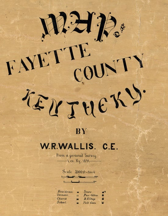 1891 Map of Fayette County Kentucky Lexington