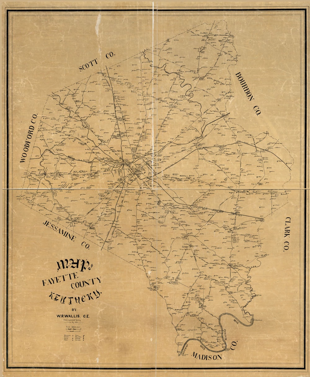 1891 Map of Fayette County Kentucky Lexington