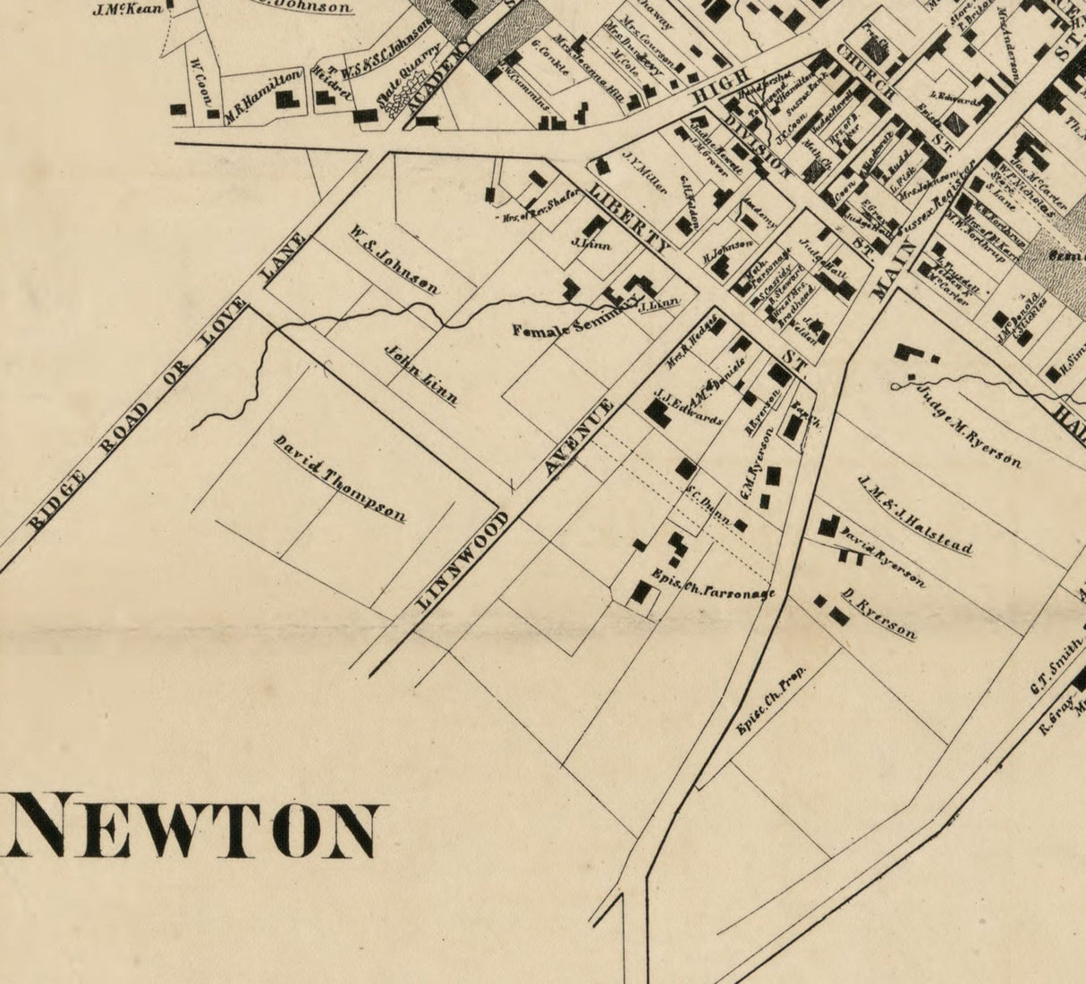 1860 Map of Sussex County New Jersey from actual surveys and records Newton