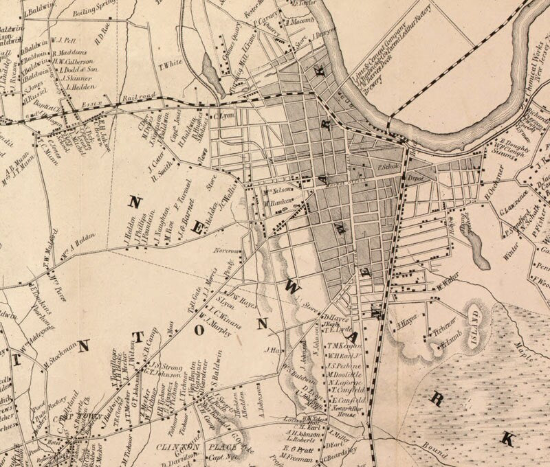 1850 Map of Essex County New Jersey