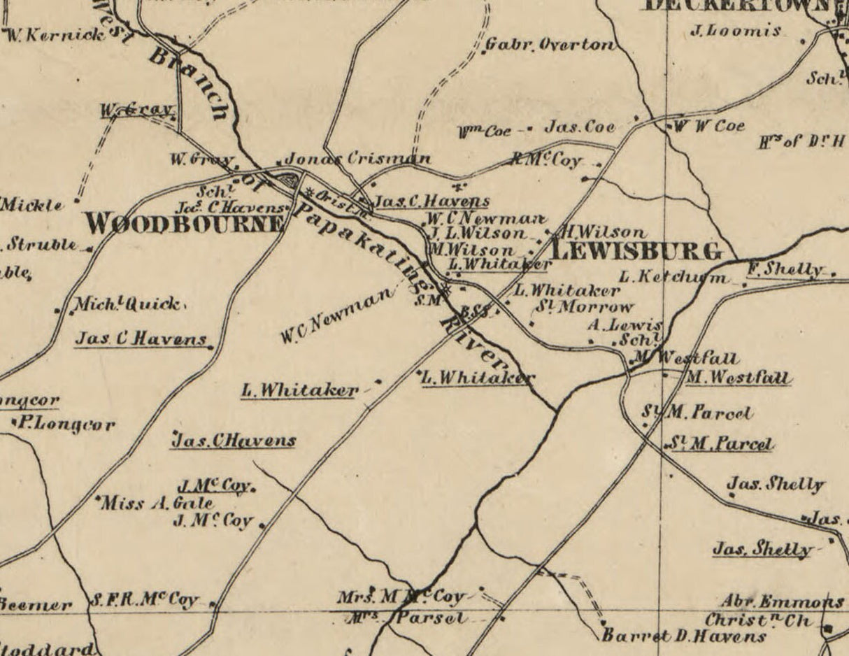 1860 Map of Sussex County New Jersey from actual surveys and records Newton