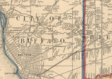 1854 Farm Line Map of Erie County NY from actual surveys Buffalo