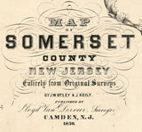 1850 Map of Somerset County New Jersey from original surveys Somerville Genealogy