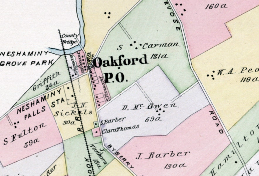 1891 Map of Bensalem Township Bucks County Pennsylvania