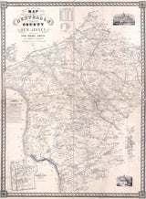 1851 Map of Hunterdon County New Jersey Lambertville