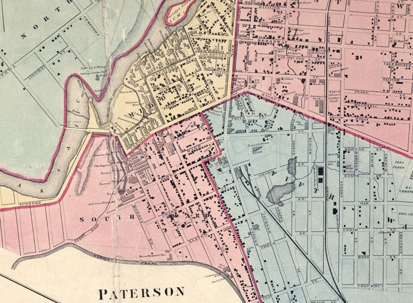1861 Map of Bergen and Passaic County New Jersey