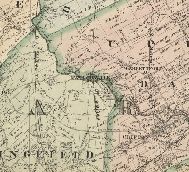 1876 Map of Delaware County PA and the city of Philadelphia