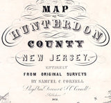 1851 Map of Hunterdon County New Jersey Lambertville