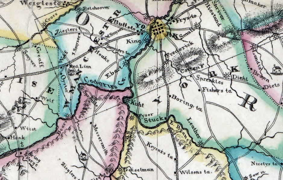 1821 Map of York & Adams County Pennsylvania
