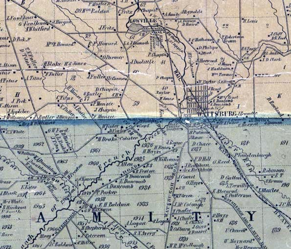 1855 Farm Line Map of Erie County Pa Landowner & farm names