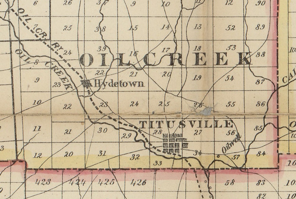 1865 Map of the Oil Region of Pa Venango Warren Crawford County