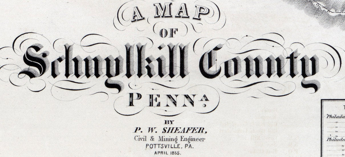 1855 Map of Schuylkill County Pennsylvania