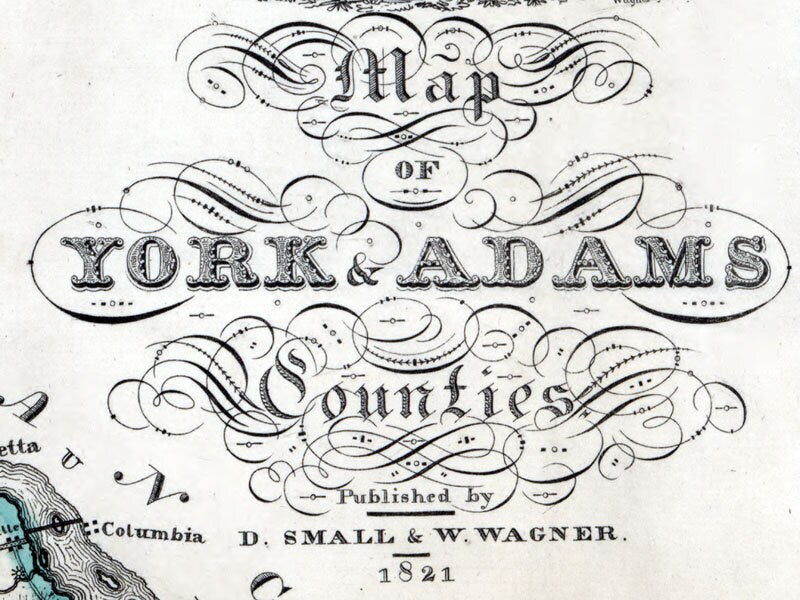 1821 Map of York & Adams County Pennsylvania
