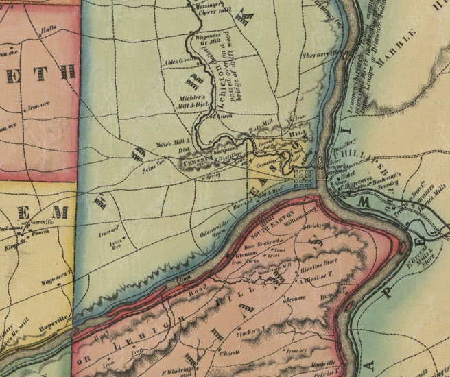 1851 Map of Northampton County Pa Landowner & Farm Names