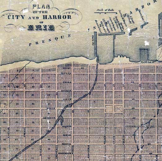 1855 Farm Line Map of Erie County Pa Landowner & farm names