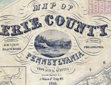 1855 Farm Line Map of Erie County Pa Landowner & farm names