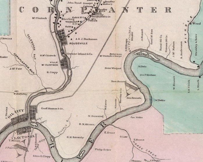 1865 Map Oil District of PA Crawford Venango & Warren County