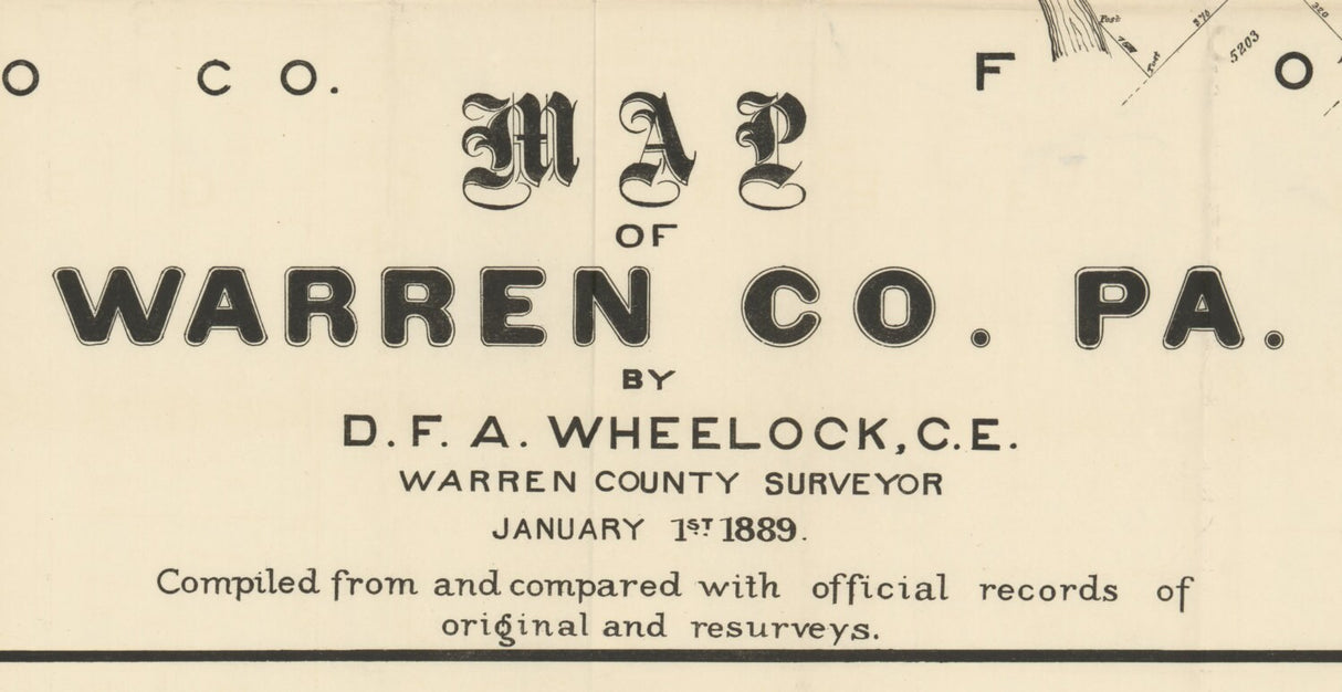 1889 Farm Line Map of Warren County PA