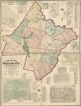 1872 Farm Line Map of Pike County PA from actual surveys Milford Matamoras