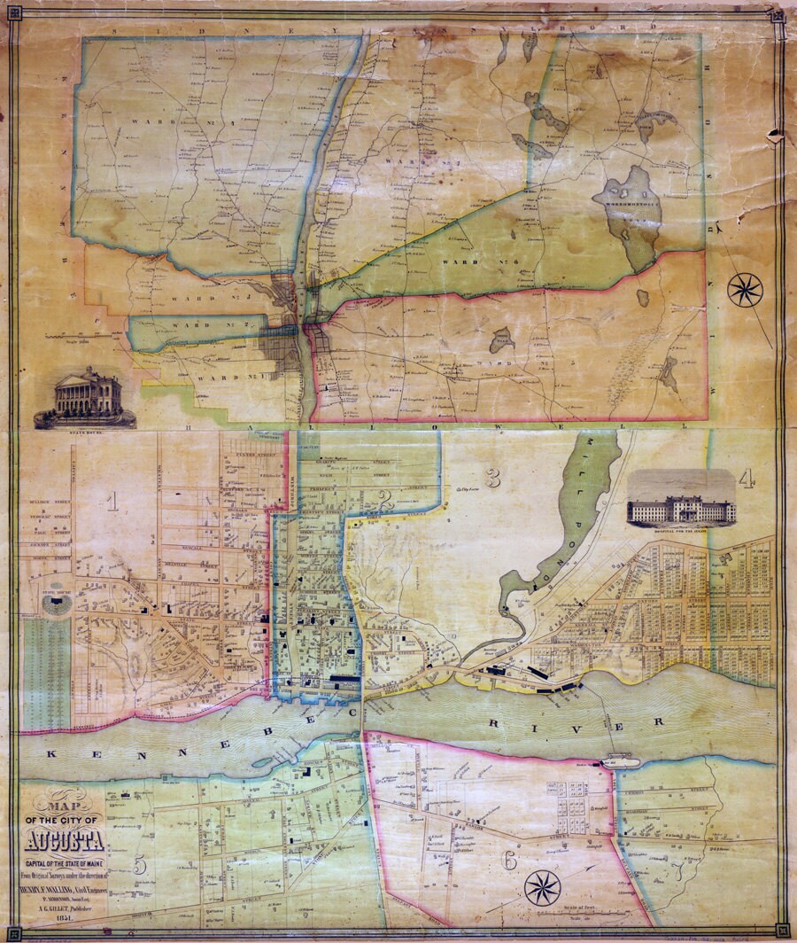 1851 Map of the city of Augusta Maine