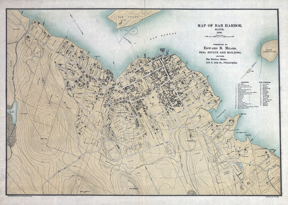 1896 Map of Bar Harbor Maine