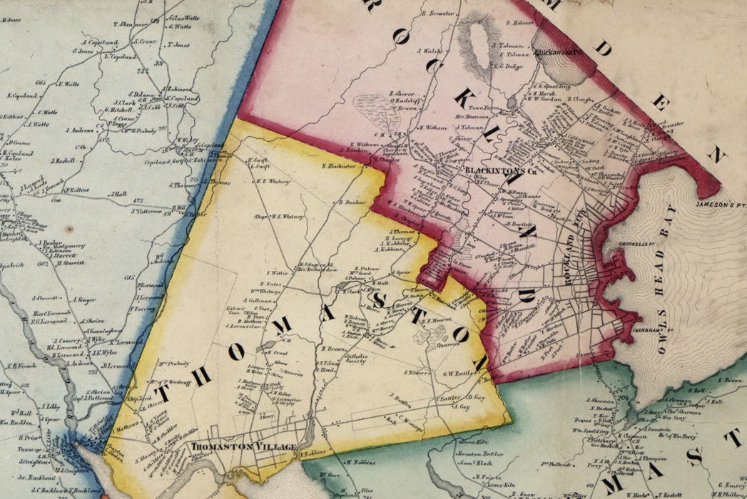 1857 Map of Lincoln County Maine Genealogy