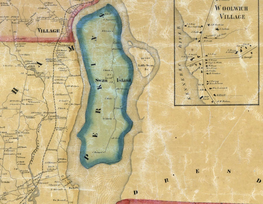 1858 Map of Sagadahoc County Maine