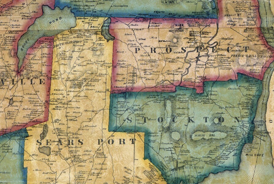 1859 Map of Waldo County Maine Farm Names