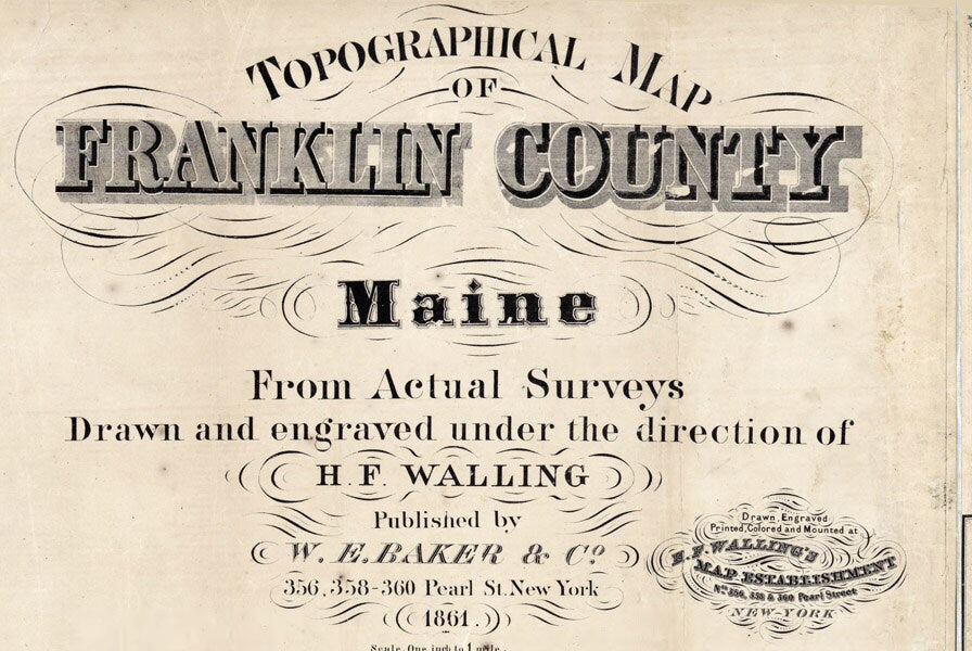 1861 Map of Franklin County Maine Farm Names