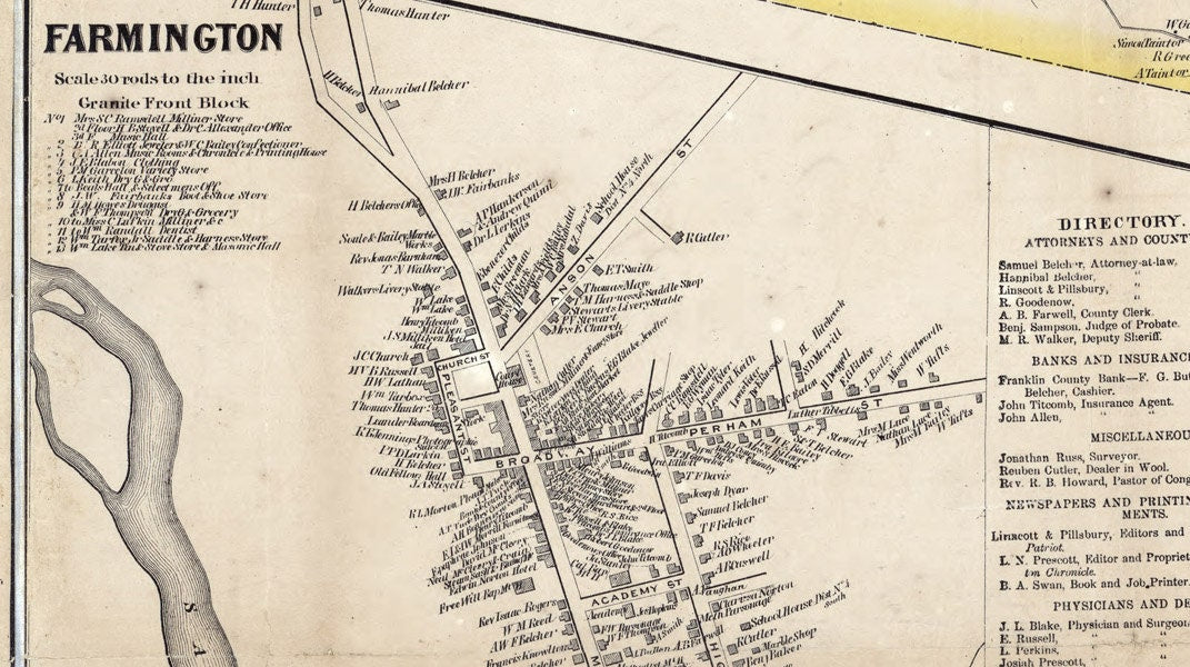 1861 Map of Franklin County Maine Farm Names